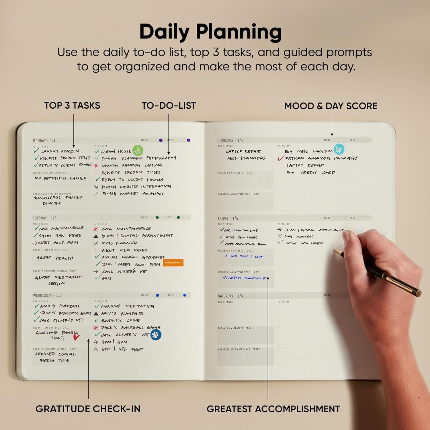 Stylish Brown Hardcover 2026 Planner – 8.5″ x 11″ for Ultimate Productivity