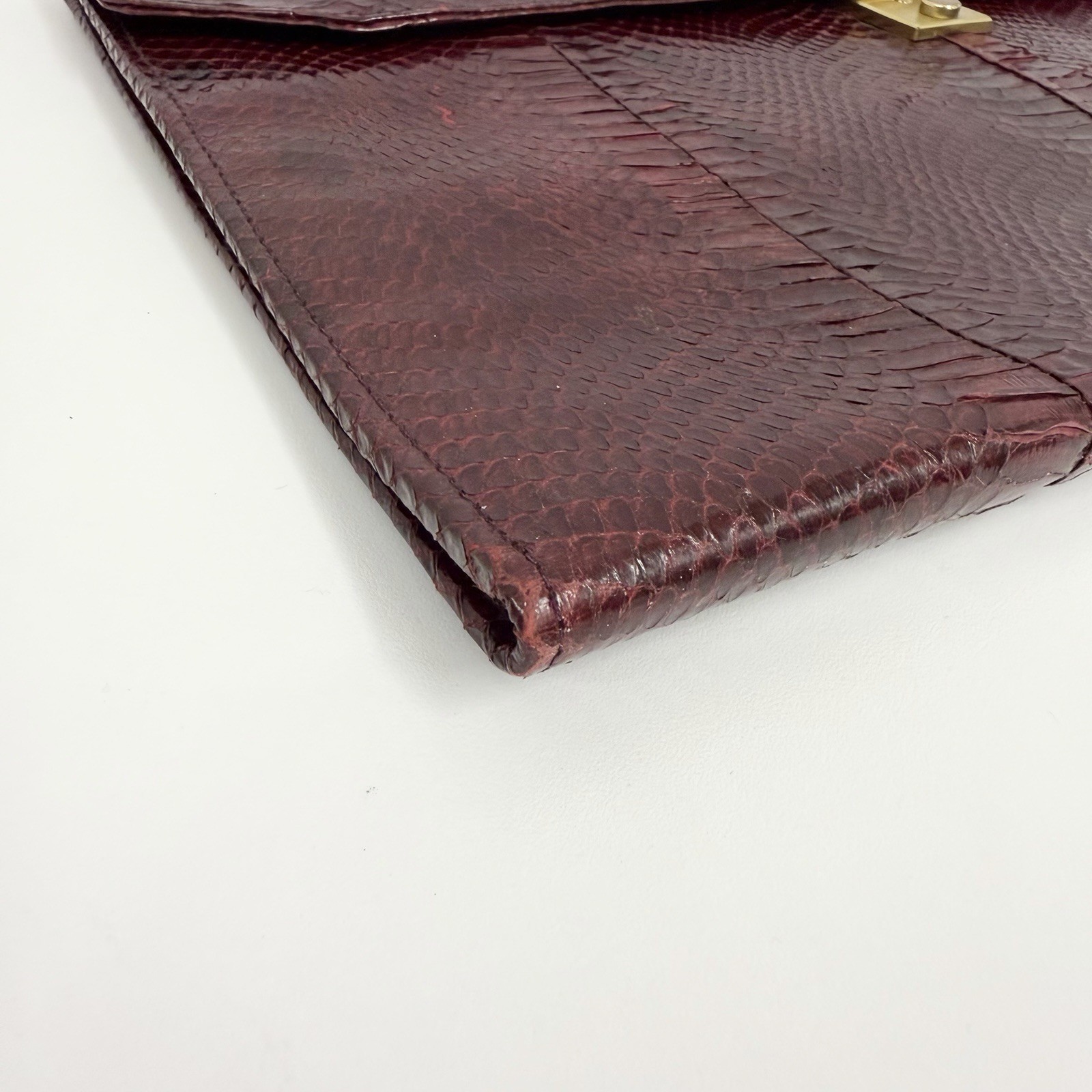 Vintage Snakeskin Portfolio Clutch Burgundy Large 15″ by 9 7/8″ For Laptop IPad