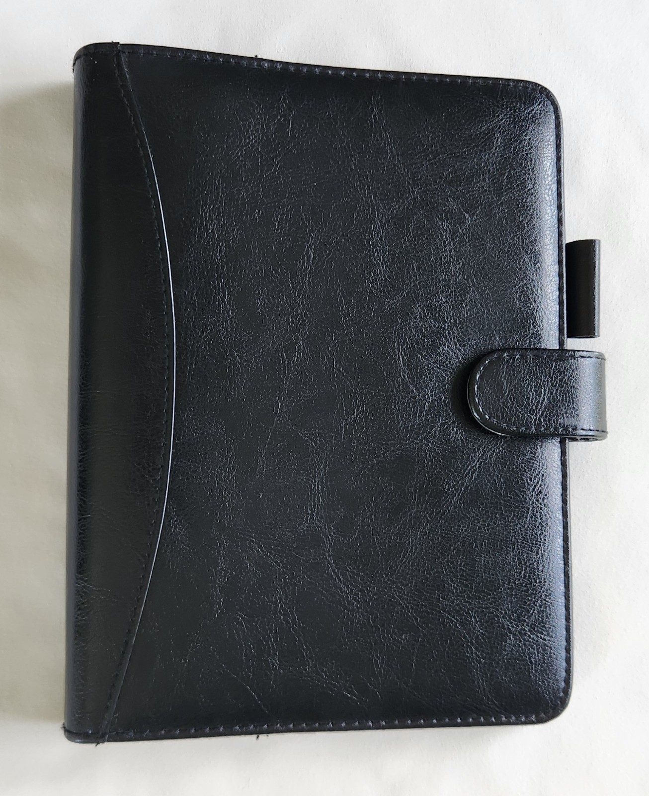 Three Stars Black Leather Compact 7 Ring Binder Organizer Planner