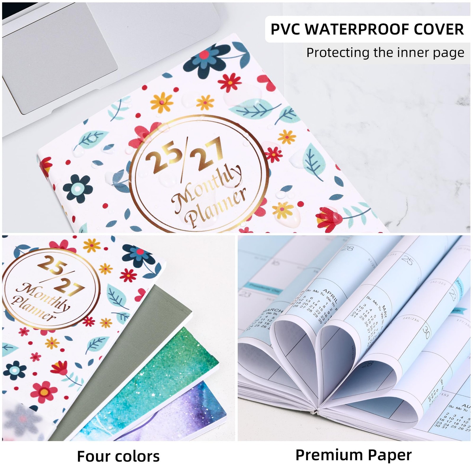 DreamDove Planner 2026-2027 Pocket Monthly 3.5 x 6.5 inches, Floral-1PCS