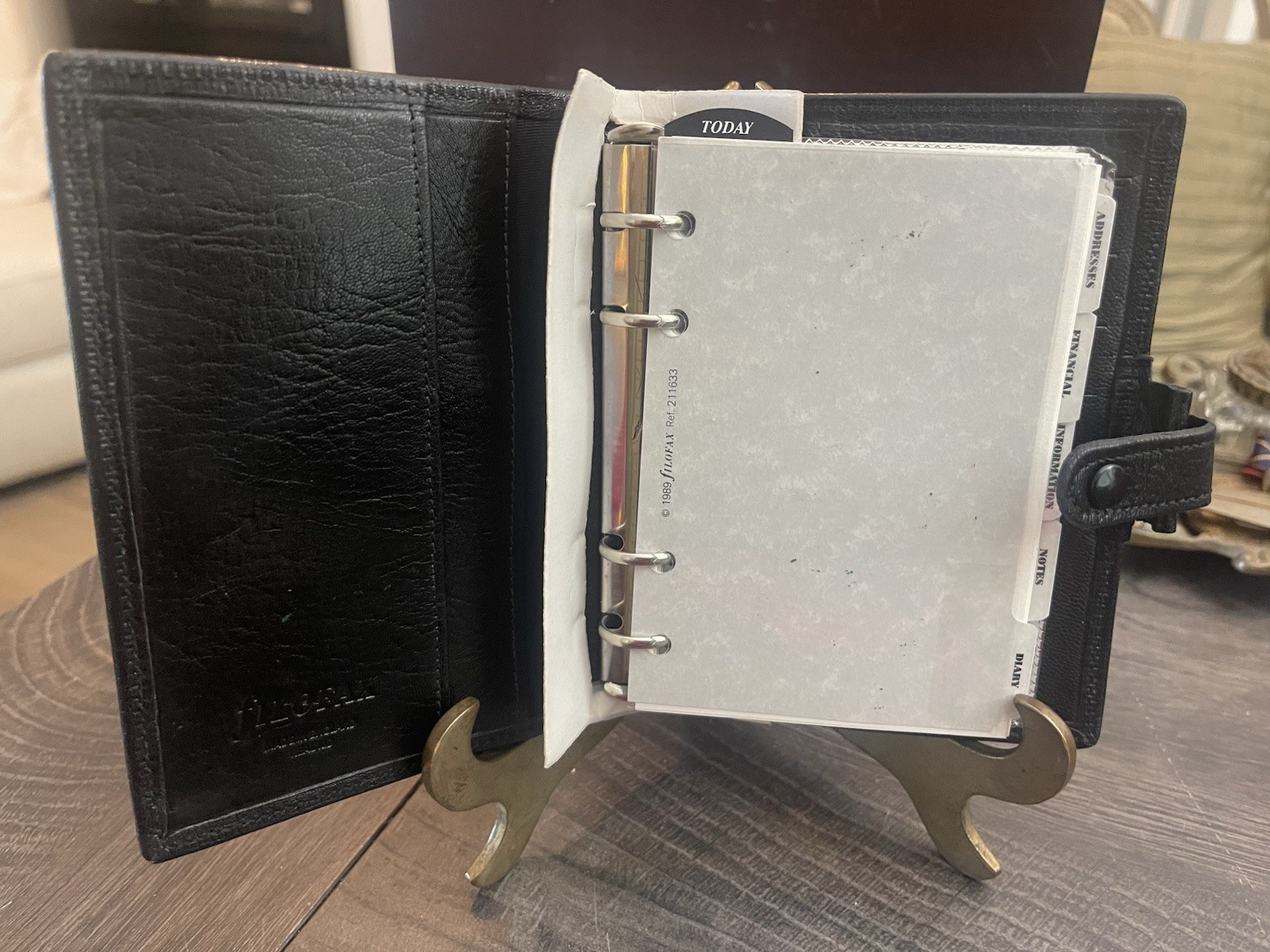 Filofax 1996 Pocket 4-Ring Snap Strap Closure Real Kid Leather Made In England