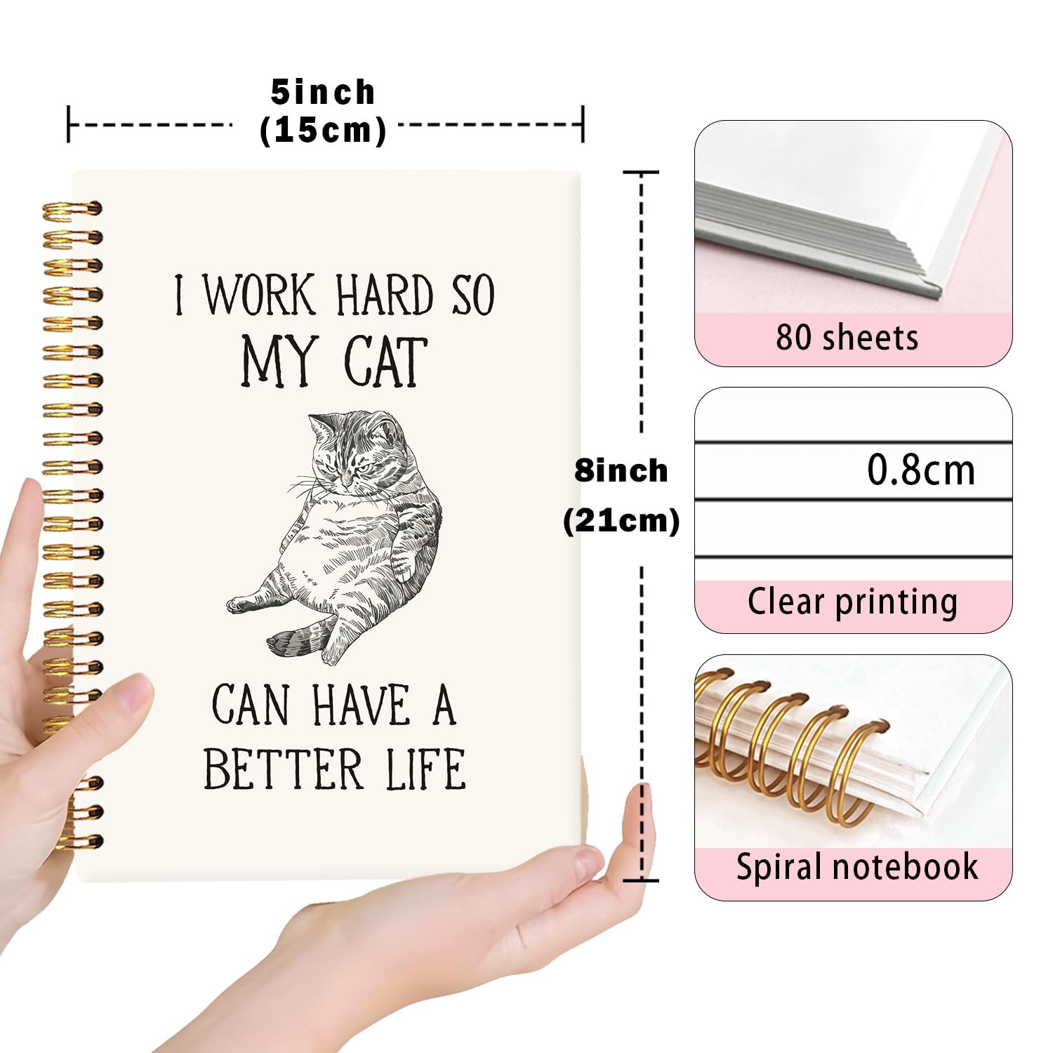 Lacama Cat Lover Gifts for Women Funny Notebook Journal, cat-4