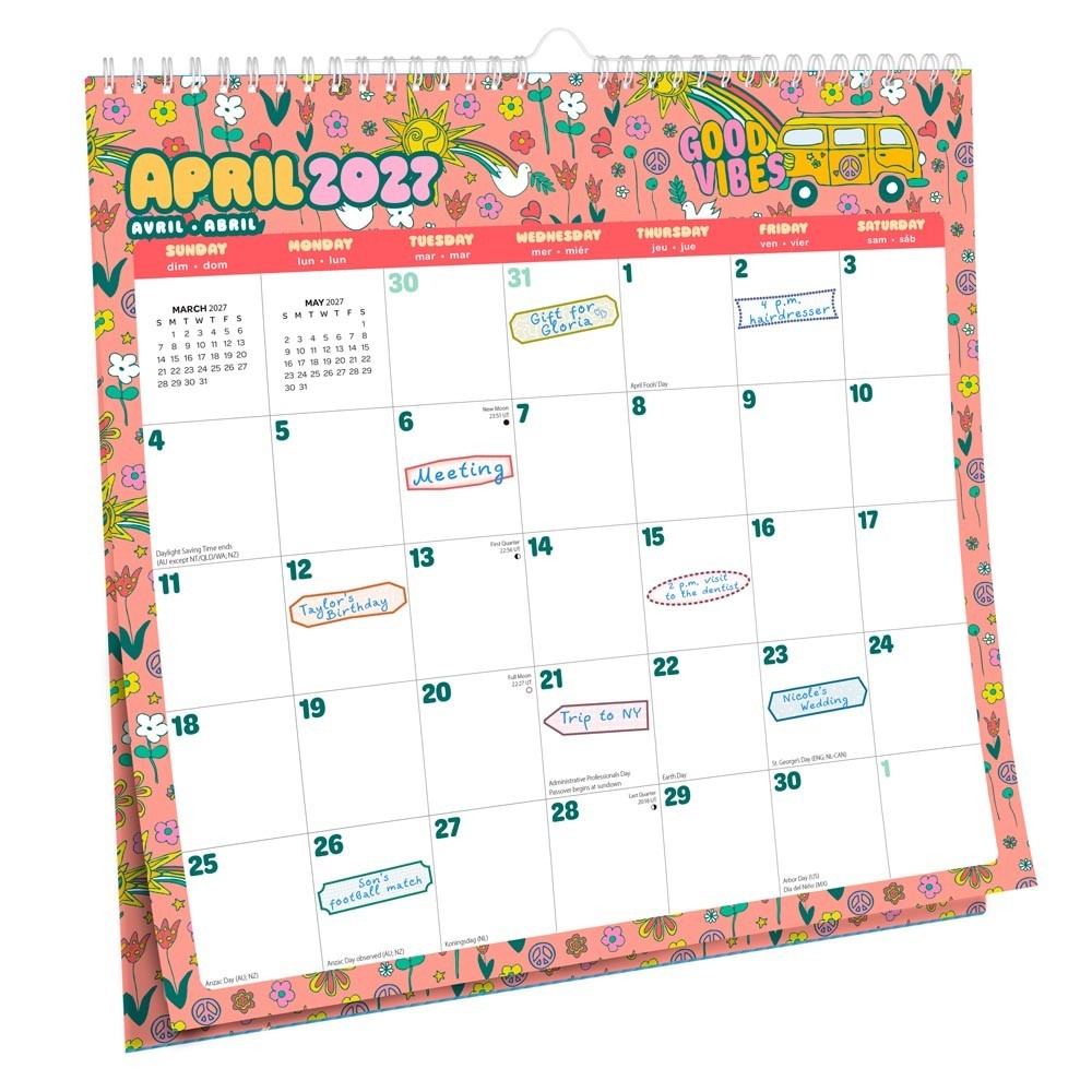 Good Vibes | 2027 12×12″ 18 Months Calendar | Stickers | Jul ’26-Dec ’27