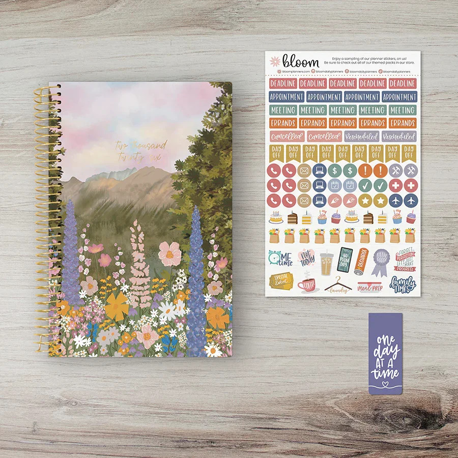 bloom daily planners 2026 Soft Cover Planner, 5.5×8.25″, Wildflower Mountainside