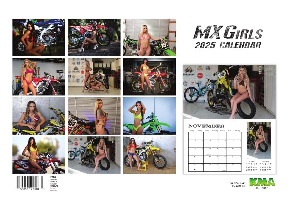 2025 MX Girls Motocross Deluxe Wall Calendar, with Free Poster Multicolor