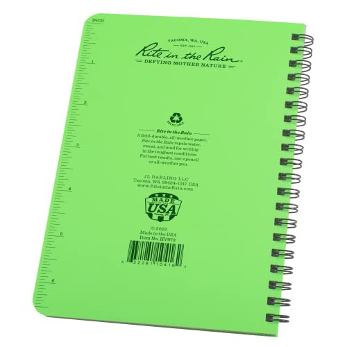 Hi Vis Green Waterproof Notebook 64 Pages Wire O Binding Outdoor Journal