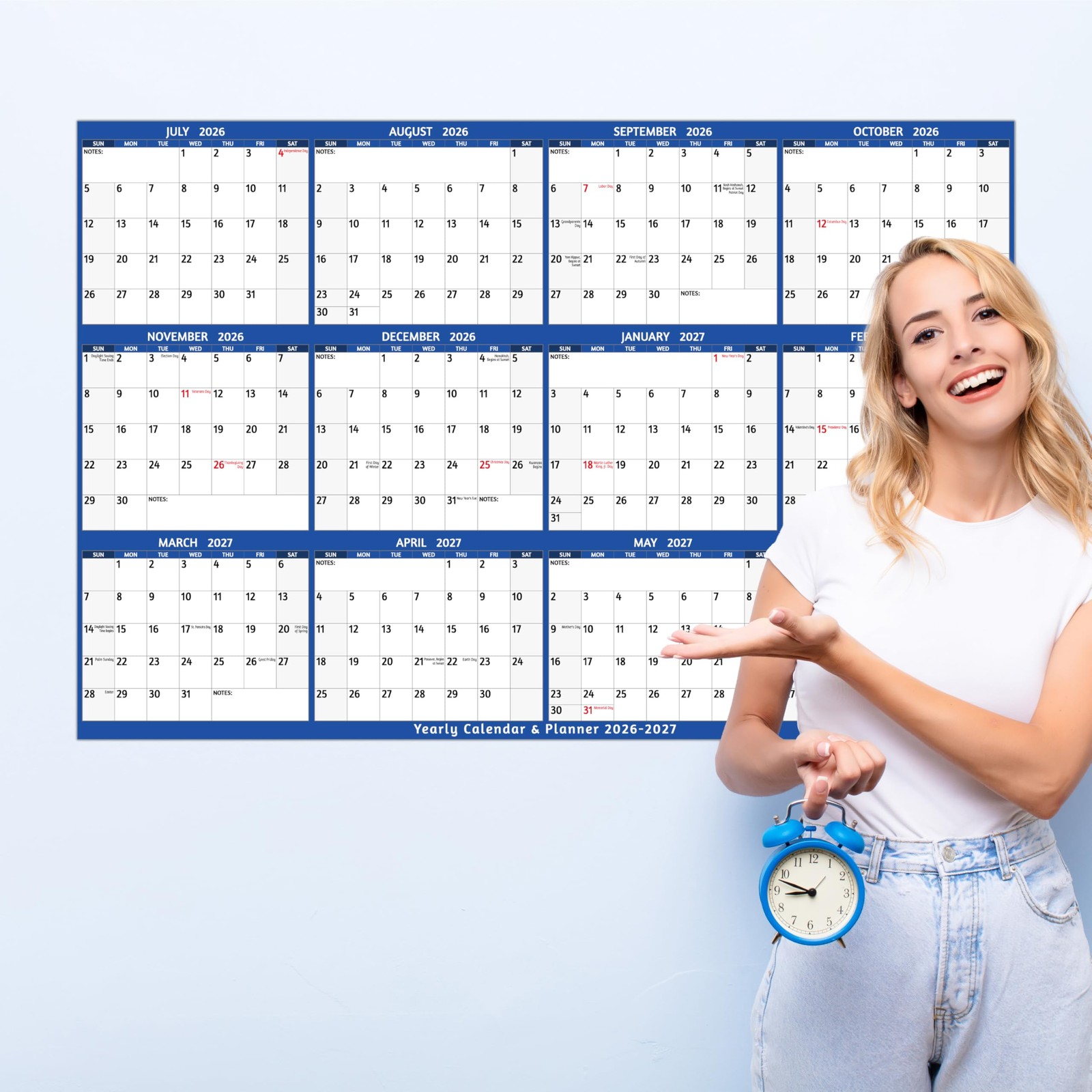 2026-2027 Dry Erase Calendar – Large Yearly Wall calendar, 38.2” x 25.2”,…