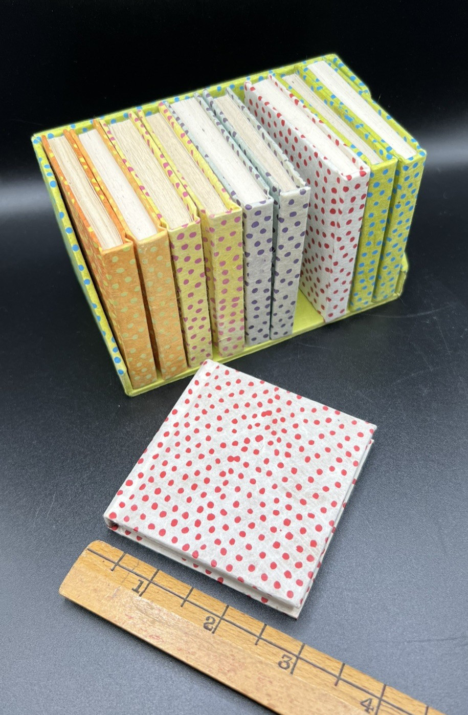 Mini Blank Journals, Set of 10, Each 3 inches square, Unused, Cute Polka Dots