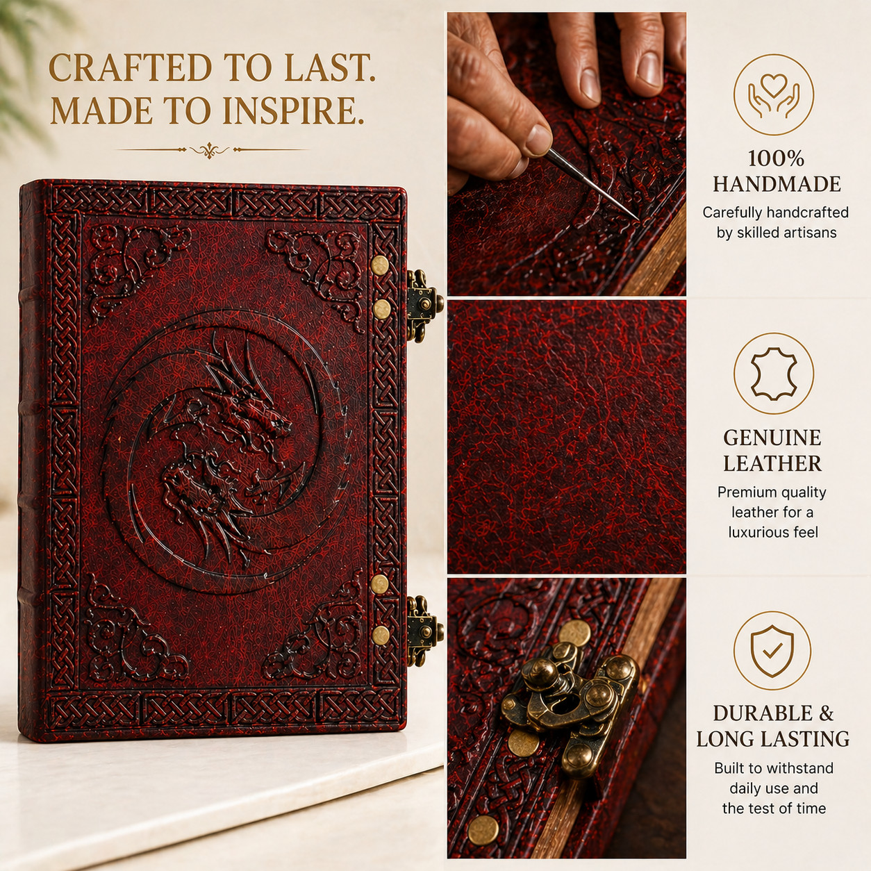 Handmade Vintage Leather 7×5 Double Lock Blank 200 Pages B1G1 Free