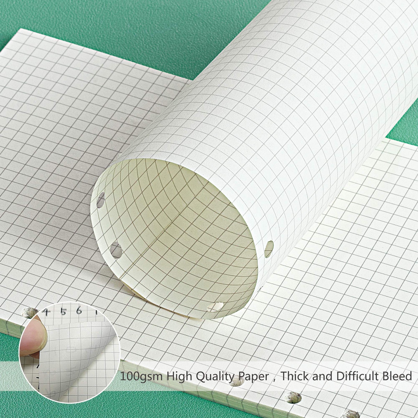 135 Sheets Planner Refill Paper, 210x142mm, 5mm 210x142mm（A5）, creamy color