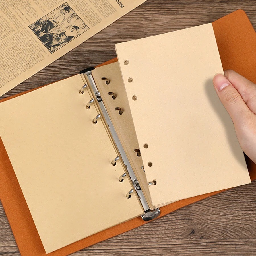 Vintage Spiral Ring Journal Leather Cover Kraft Paper Travel Diary Gift