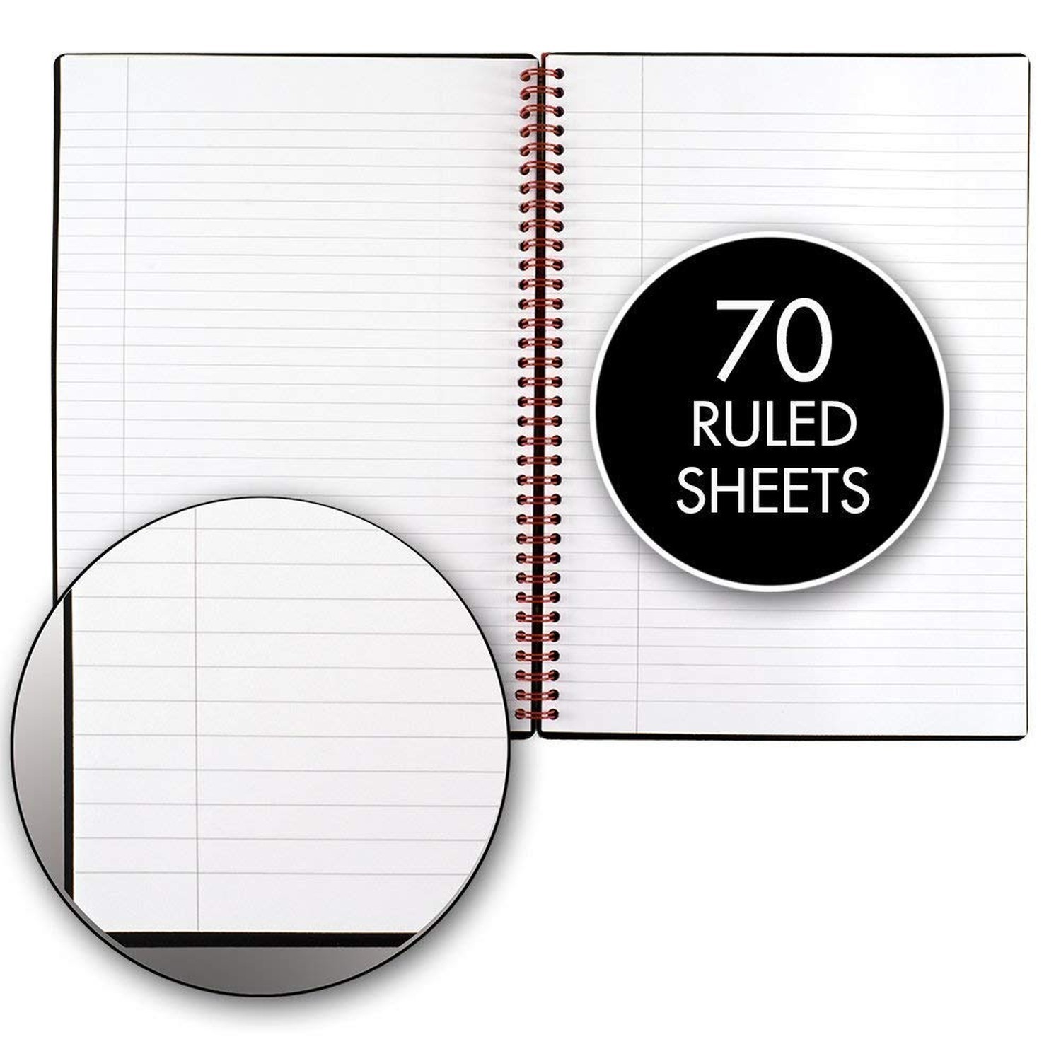 Black n’ Red Twin Wire Poly Cover Notebook, 11″ x 8-1/2″, Black/Red, 70 Ruled…