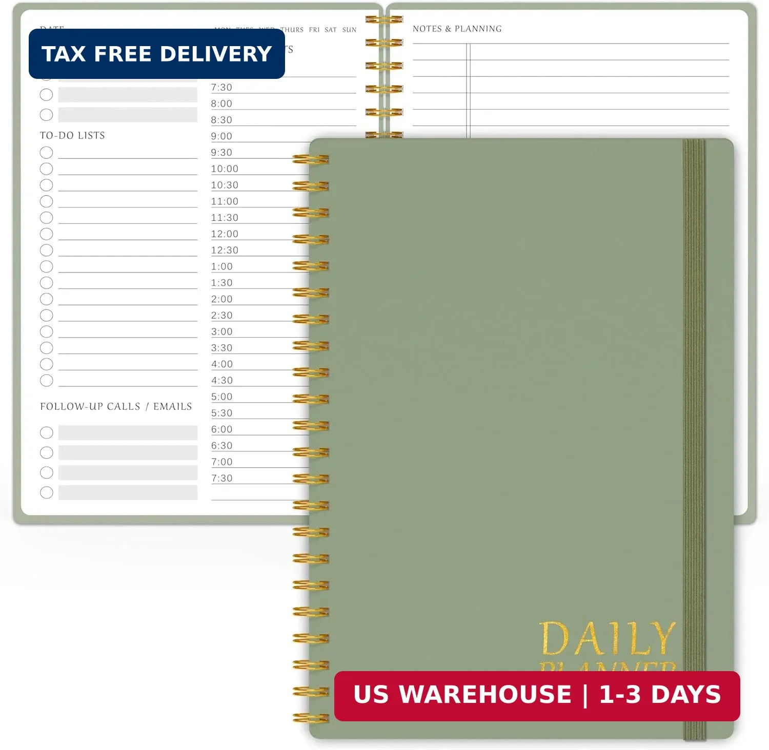 Daily Planner Undated – Simplified To Do List Notebook with Hourly Schedules, Sp