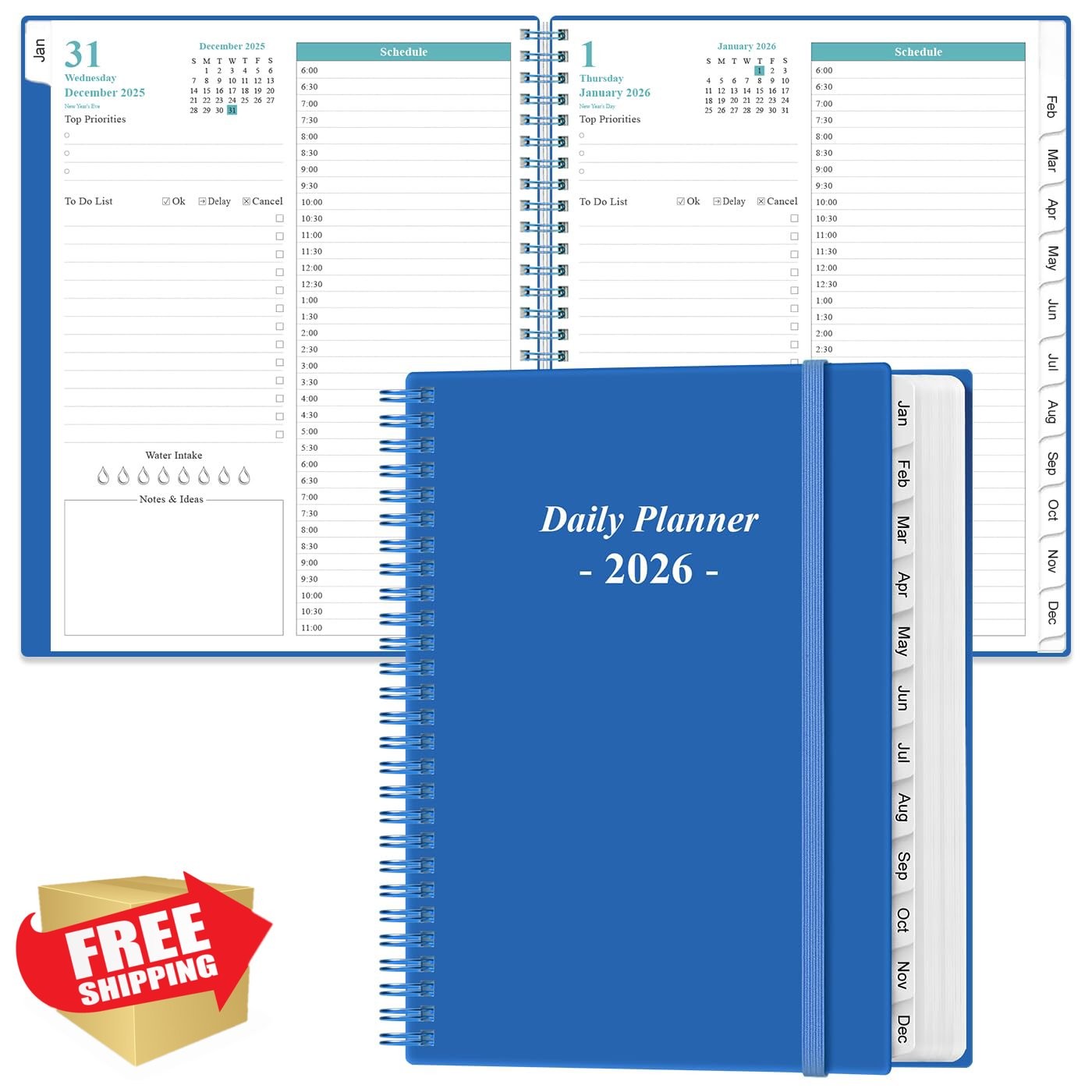 Yaridar 2026 Daily Planner 8.5″ x 11″ Blue