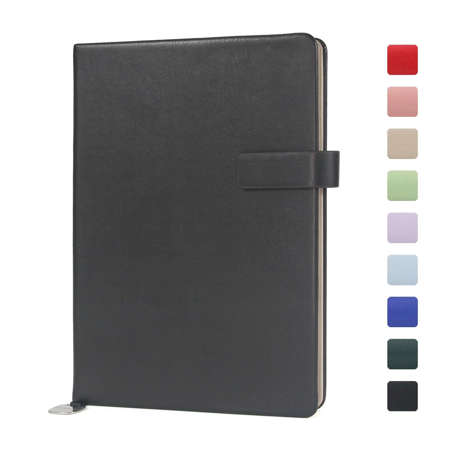 A5 Hard Cover Lined Notebook, Pen Holder & Gold Edges, 180° Lay Flat Journal,…