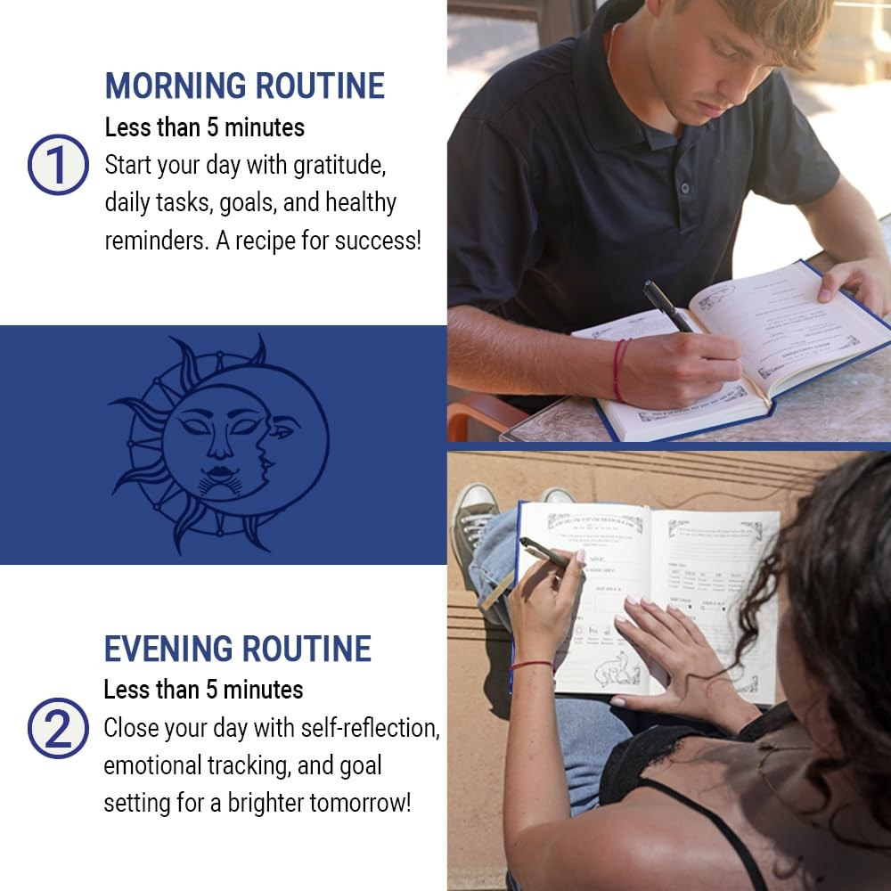 Gratitude Journal for Women with Guided Daily Prompts, Goal Setting A5, BLUE