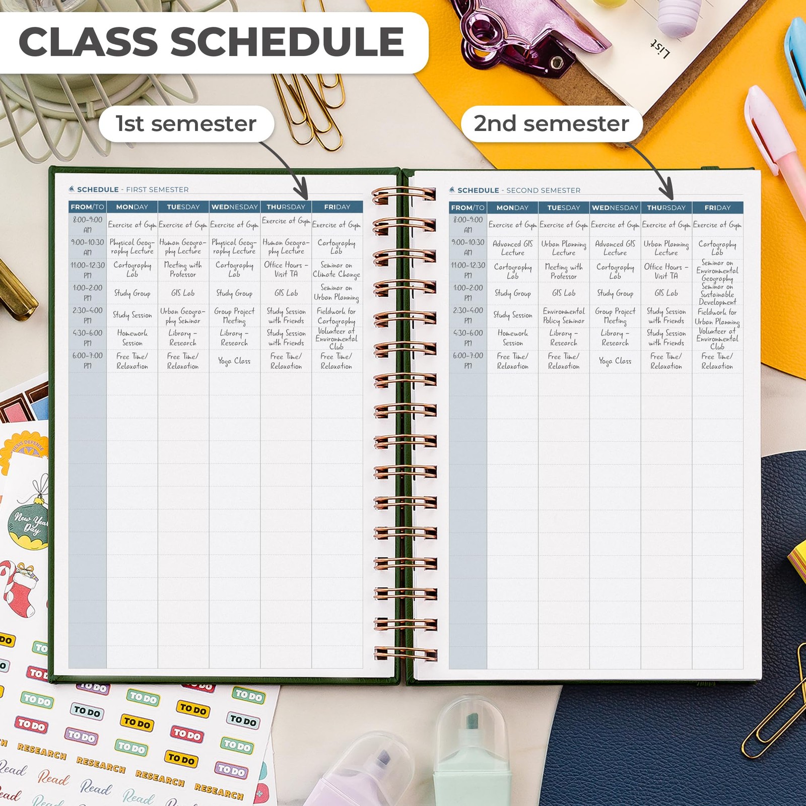 Clever Fox Academic Student Planner 2026-2027 – 6.3x 8.5″, Forest Green