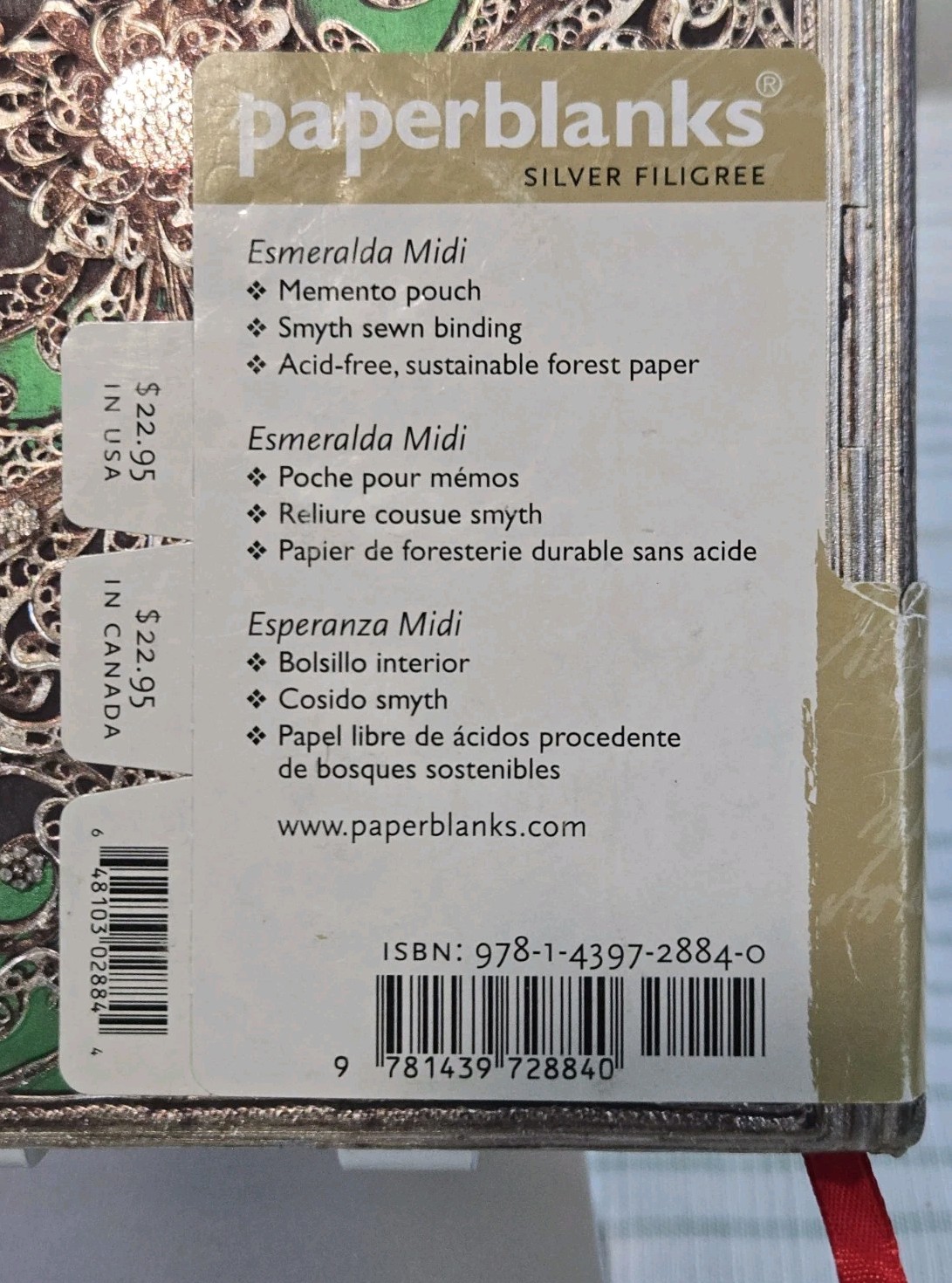 Paperblanks Journal “Esmeralda” Lined Midi 5 x 7″ Writing Acid Free Pouch
