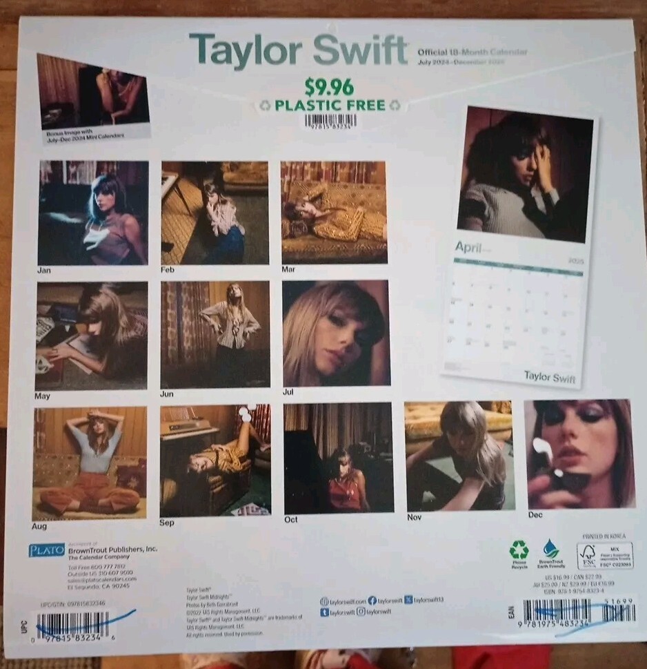 Taylor Swift | 2025 12×24″ 18 Months Square Wall Calendar | Jul ’24-Dec ’25 New