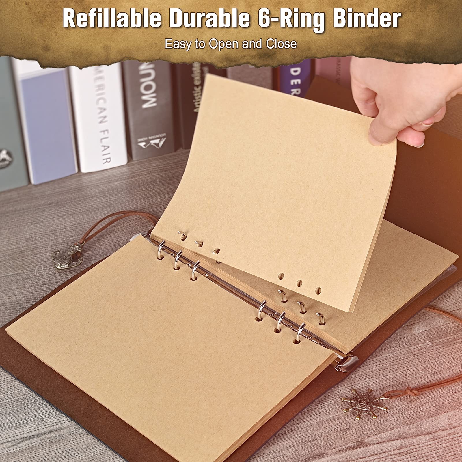 Leather Journal Refillable, MALEDEN Premium Spiral Notebook Classic Binder