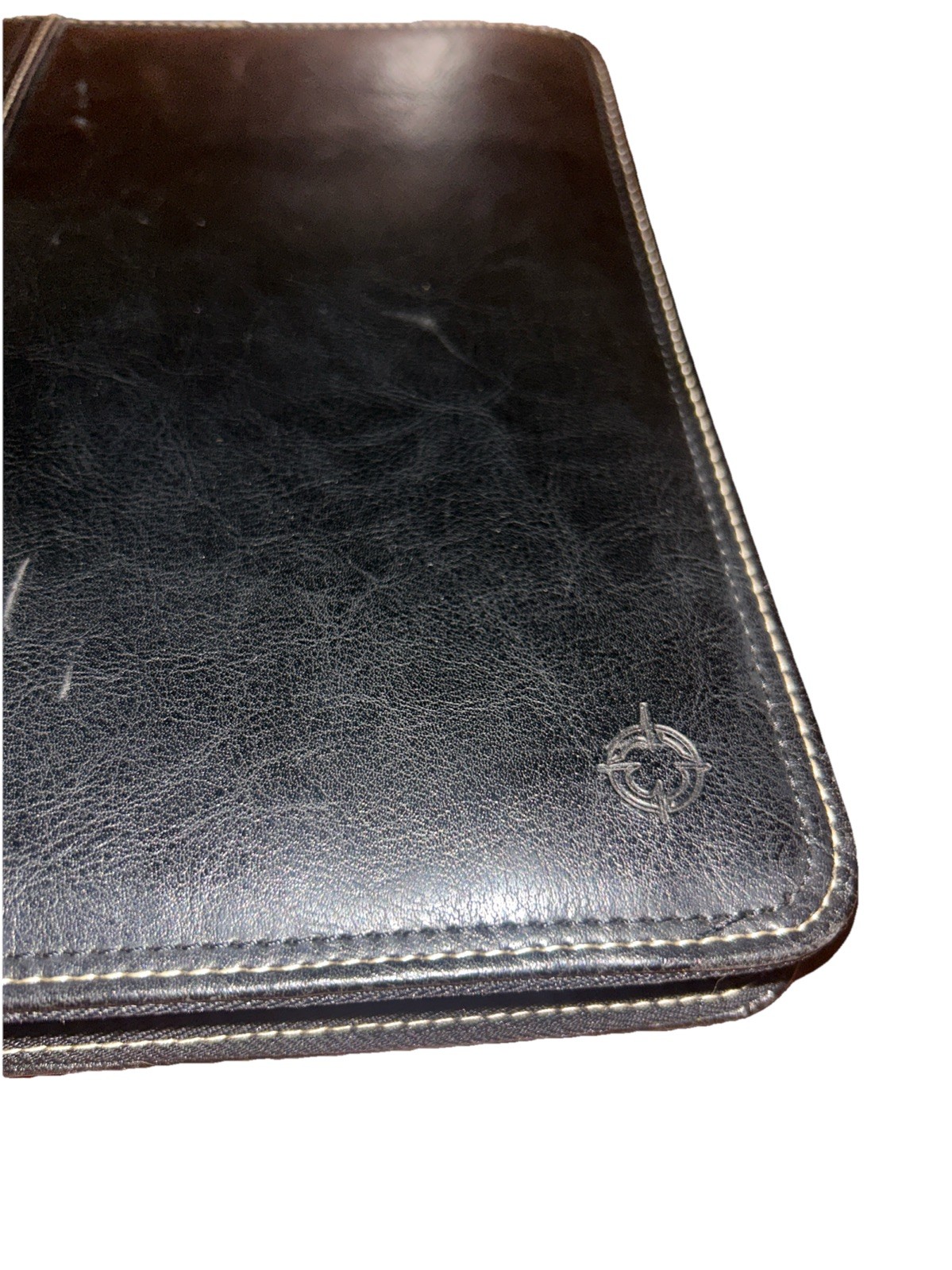 Franklin Covey 7 Ring Planner Organizer Pockets Wallet Zip Black Faux Leather FS