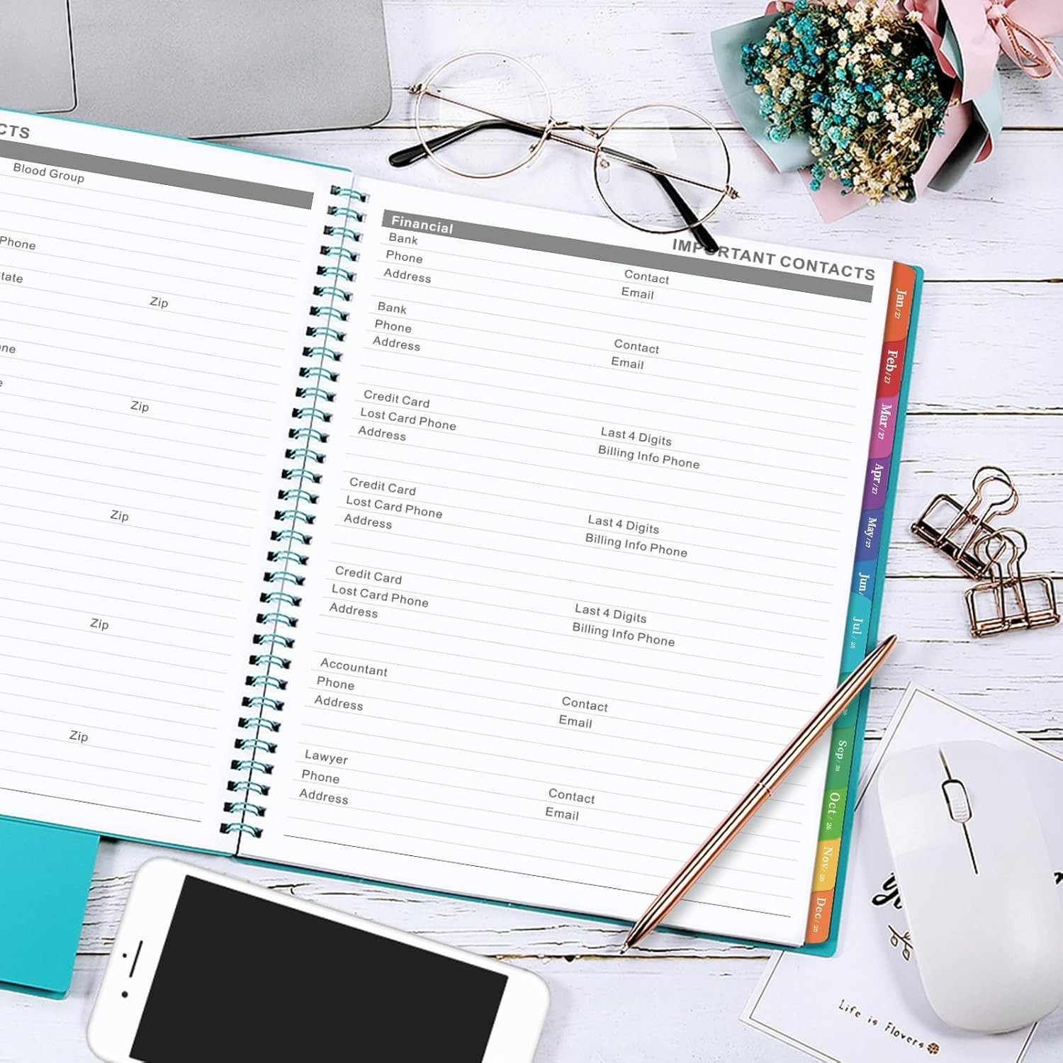 Elegant 2026-2027 Monthly Planner | 9×11 | Durable Twin-Wire Binding & Tabs