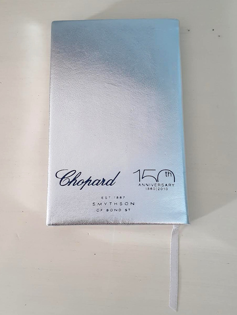 Smythson of Bond Street silver Happy Anniversary Notebook for Chopard 150th Ann