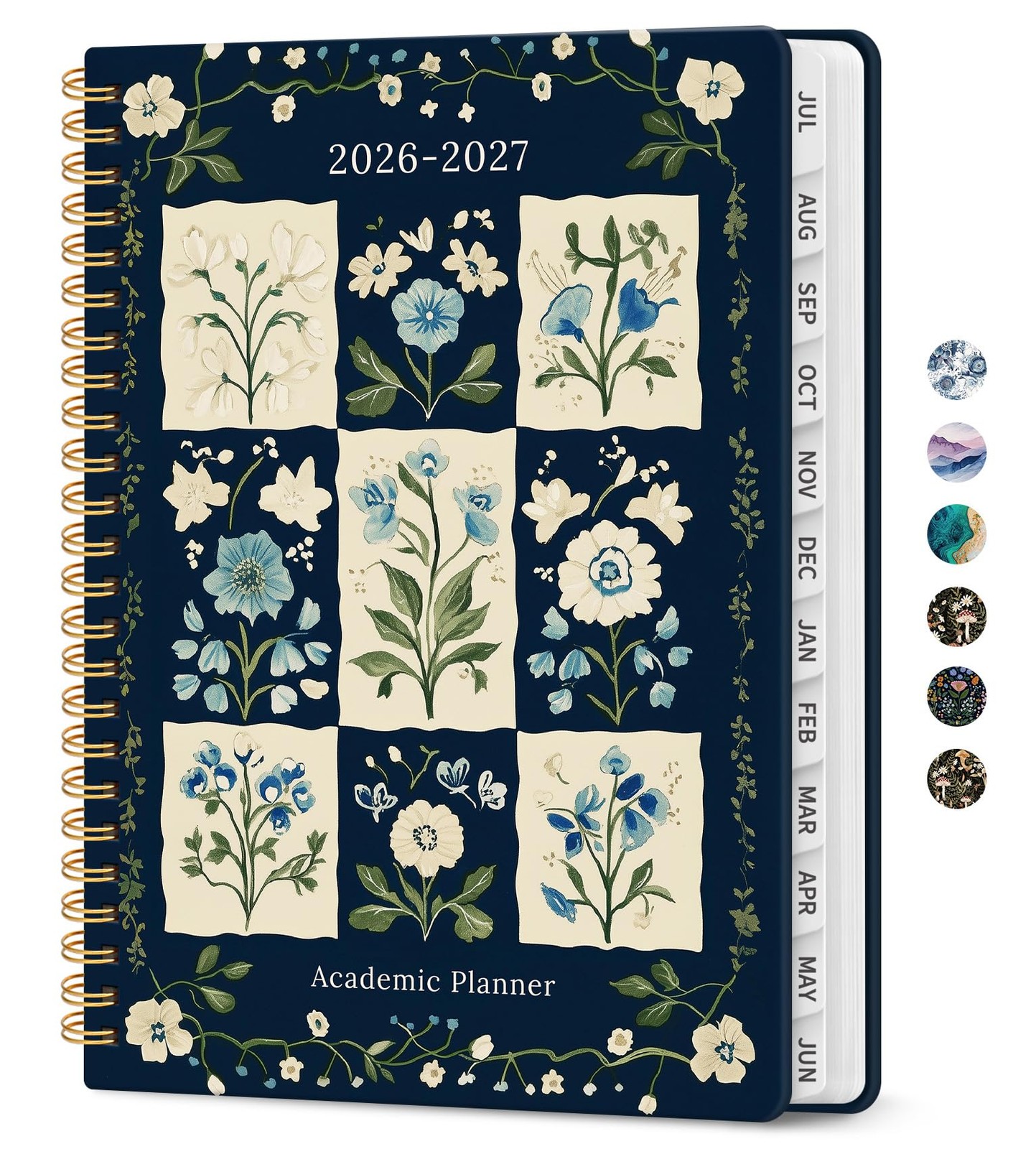 Planner 2026-2027, Academic Monthly and (6.3″x8.5″)a5, K-Blue Patchwork