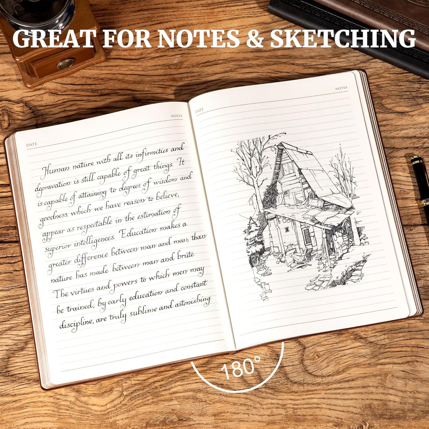 Lined Journal Notebook for Women Men, 300 Pages Soft Cover Notebook Leather J…