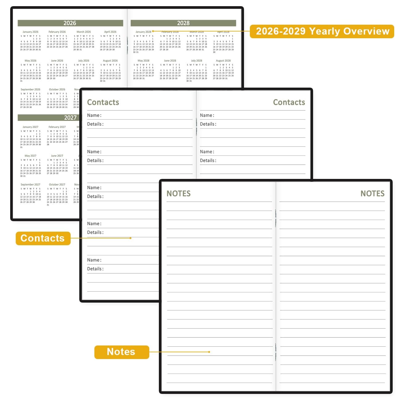 20262028 Pocket Calendar for Purse, Mini Monthly Planner 3.5″x6.5″, Black