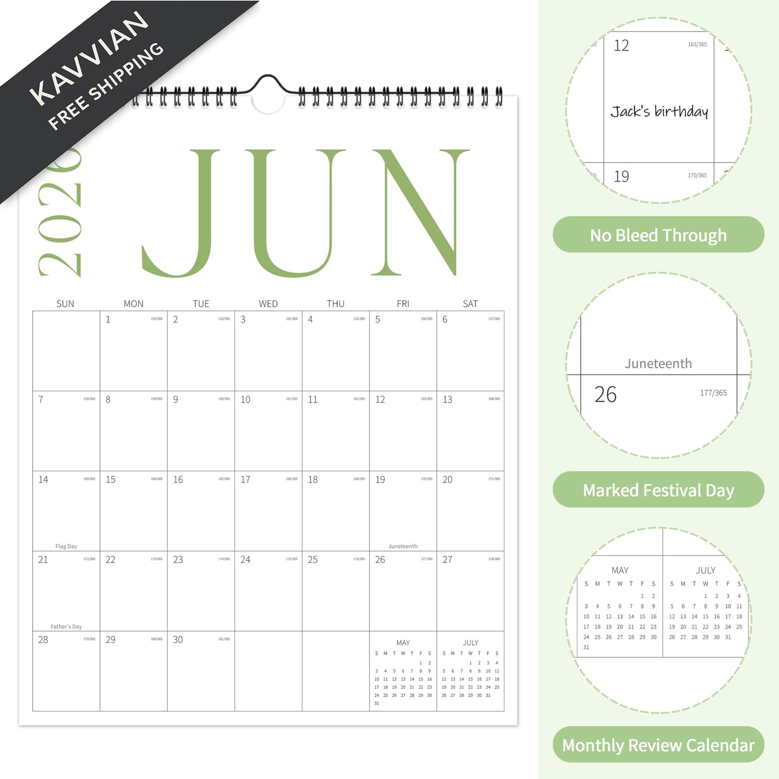 Wall Calendar 2026-2027, JAN 2026-JUNE 2027 14.5×11.5 In, Colourful-BigLetter