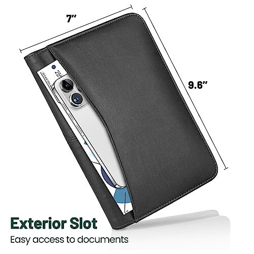 Padfolio Portfolio Organizer Binder, Interview Resume Folder, Small(black）