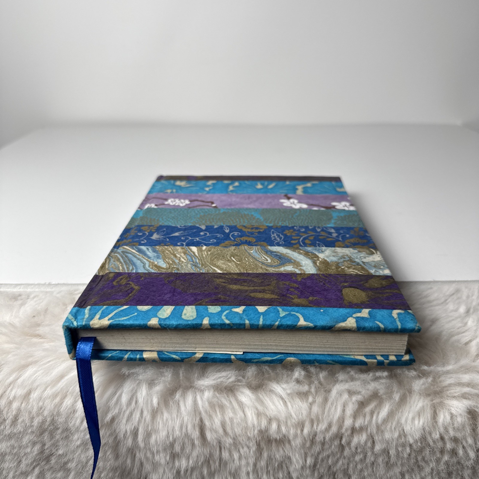 Blue Floral Journal Blank Diary Book Hard Cover Made From Lokta Plant from Nepal