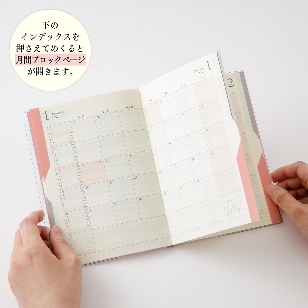 DESIGNPHIL midori Planner 2026 B6 Monthly Progression Light Pink