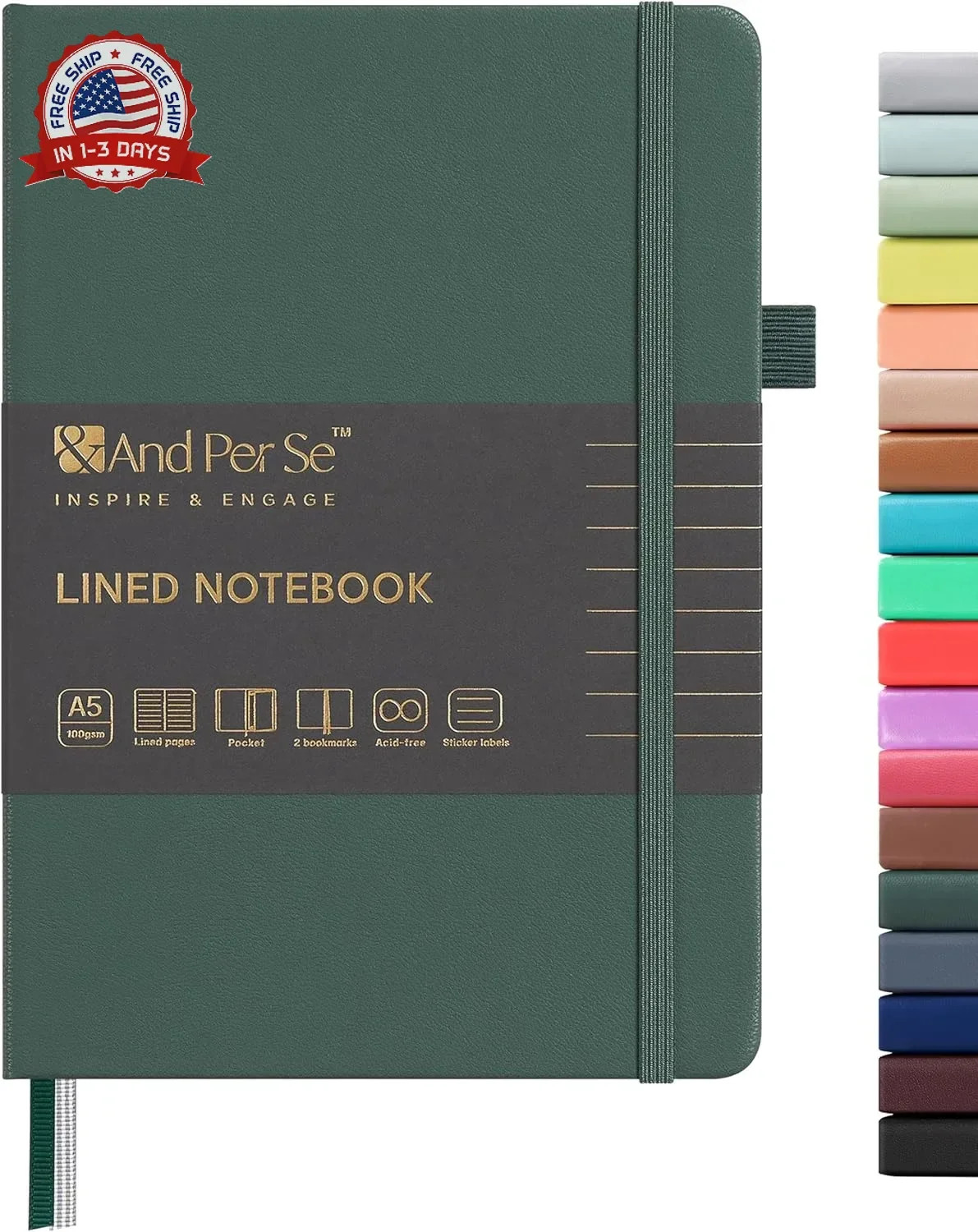 &And Per Se Lined Journal Notebook, 160 Pages, A5 5.7 x 8 inches College Ruled T