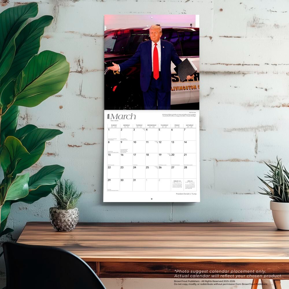 President Donald J. Trump | 2026 12×24″ Square Wall Calendar | Plastic-Free