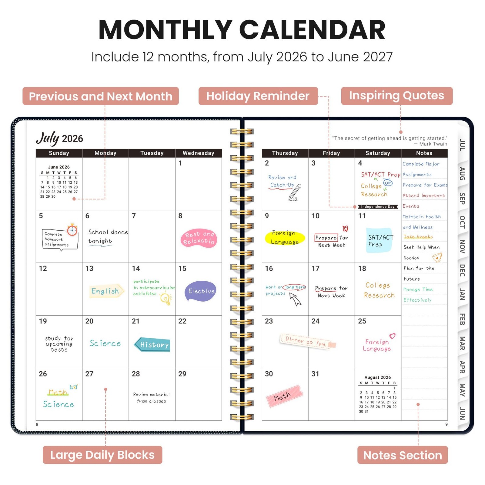 Planner 2026-2027, Academic Weekly 6.3″x8.5″ (A5), A-Garden of Whimsy
