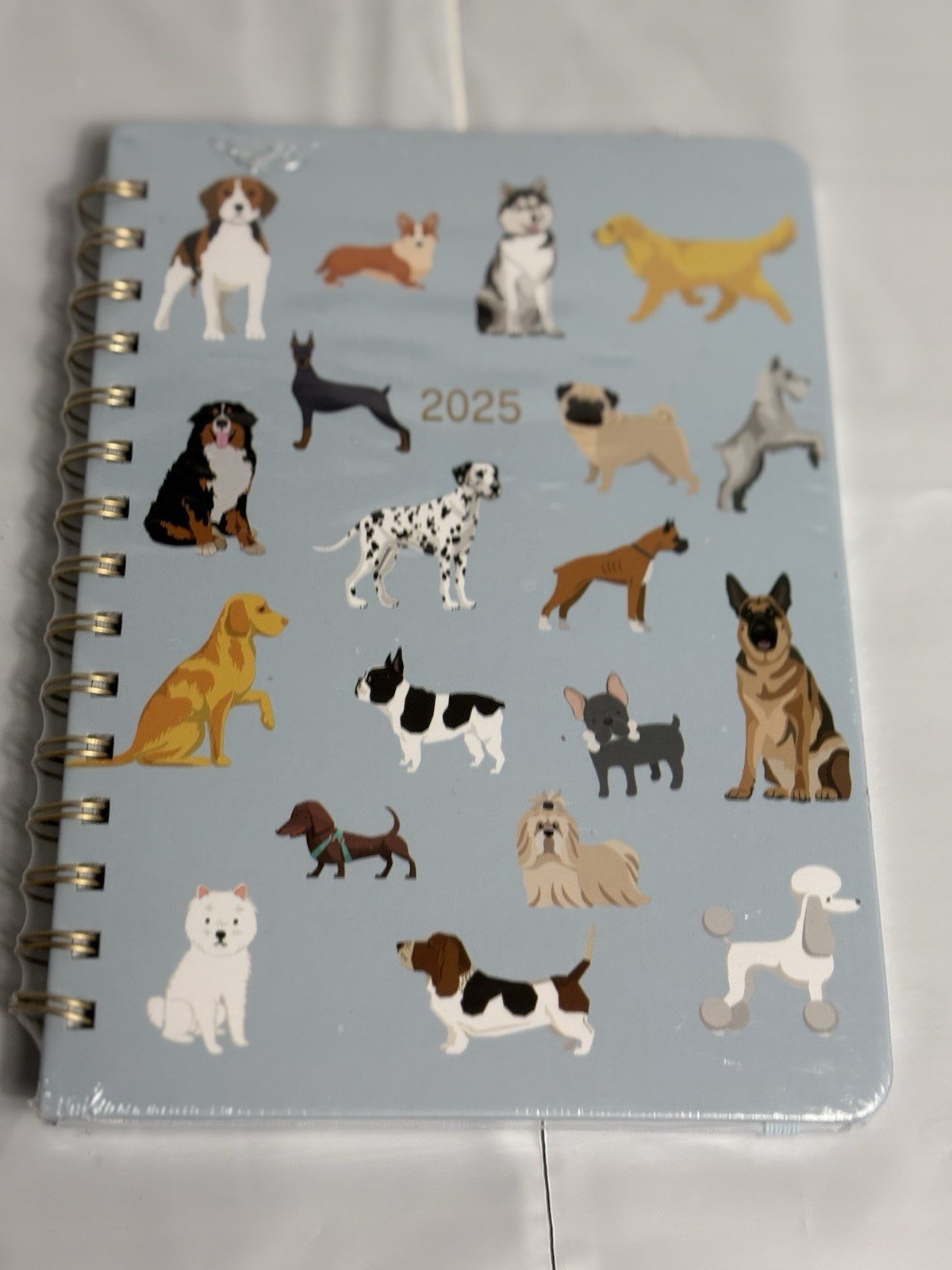 2025 Weekly & Monthly Planner with Tabs, 6.5″ x 8.5″, Hardcover, Cute Dogs