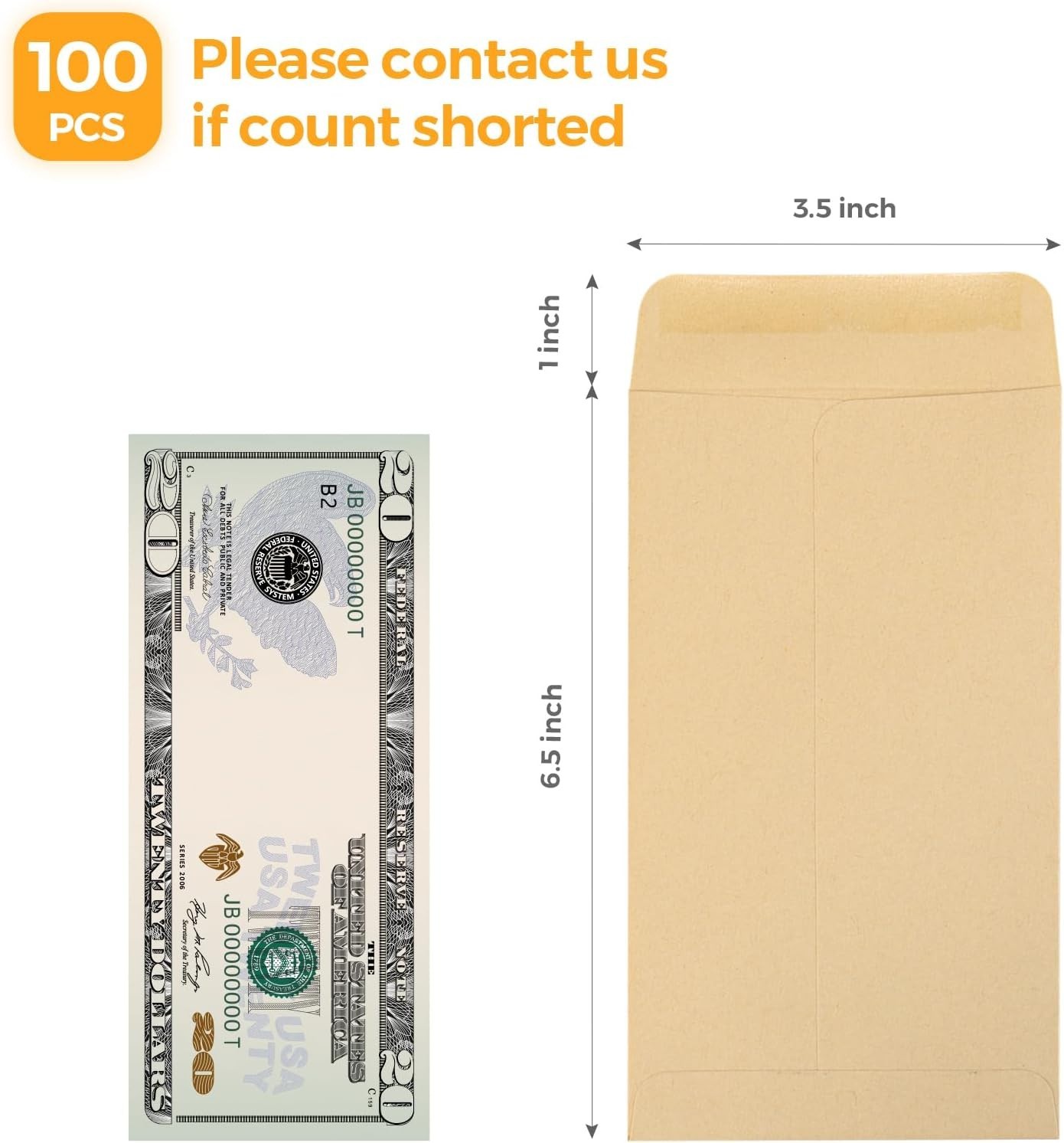 100 Pack Kraft Self Sealing Cash Envelopes for Budgeting and Storage 3.5×6.5 …