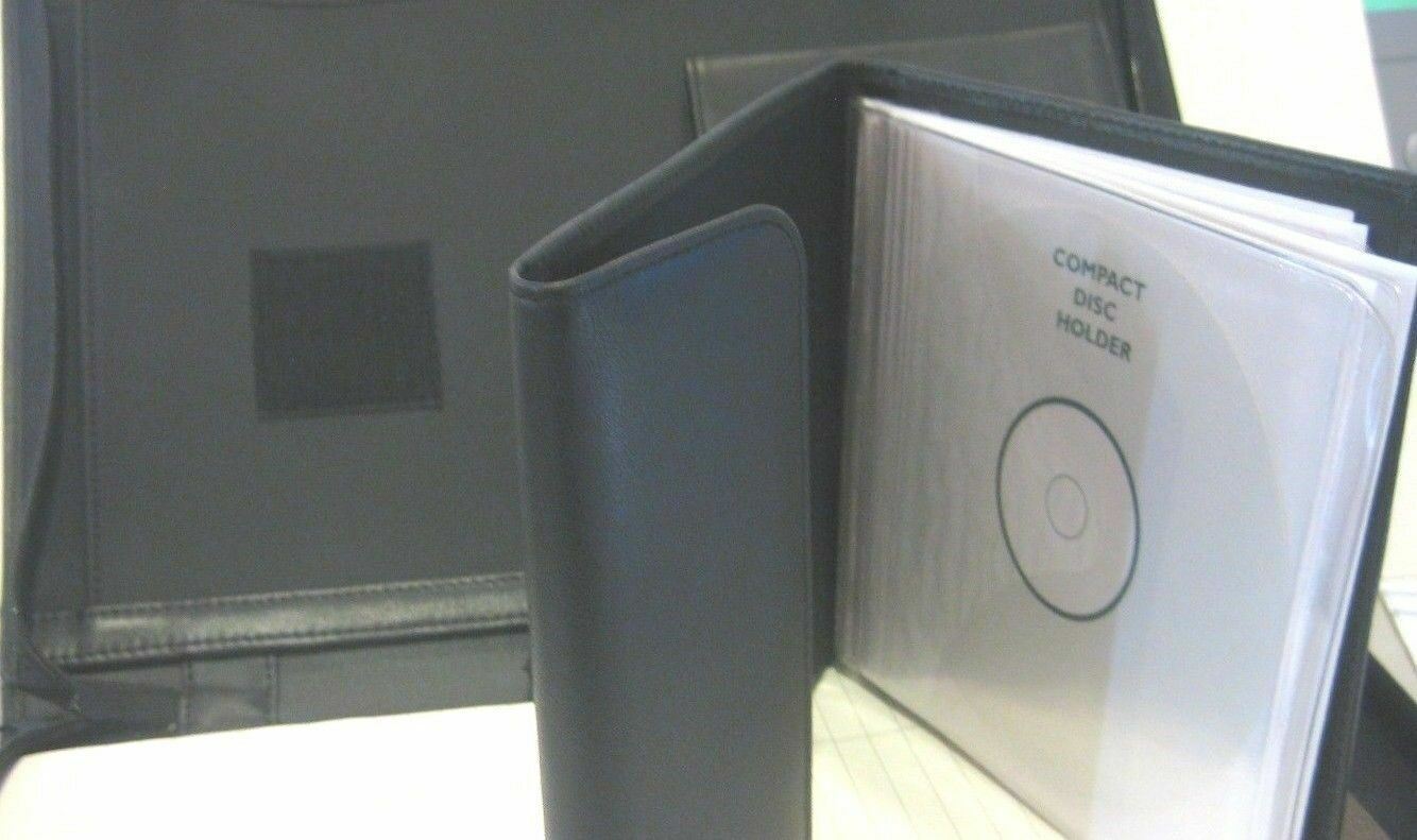 Leather Dark Brown Padfolio Zipper Closure Compact Disc Holder Padfolio CD Music