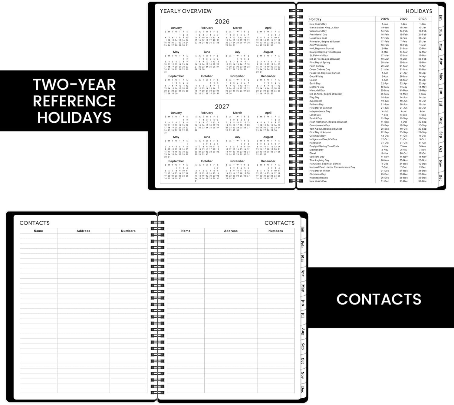 Versatile 2026 Weekly & Monthly Planner, 8×10, Flexible Cover, Twin-Wire Binding