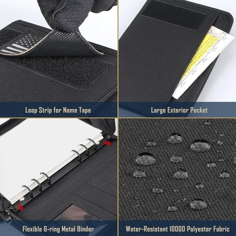 Refillable 6-Ring Binder Notebook Military Grade Portable Organizer W/ Zipper US