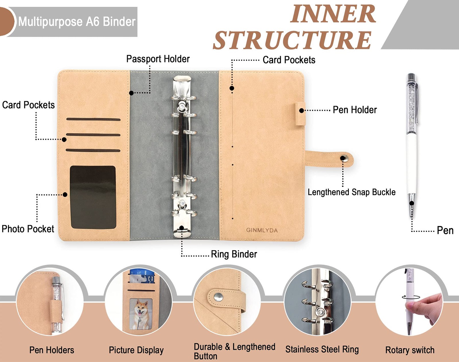 Cash Envelopes Budget Money Saving Binder with Zipper PVC Pockets, Budget She…