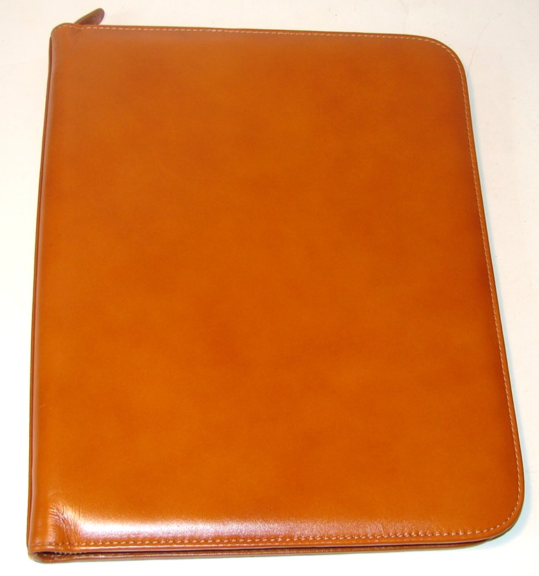 MARUSE Men or Women Portfolio Padfolio HONEY BROWN LEATHER Executive Folio ITALY