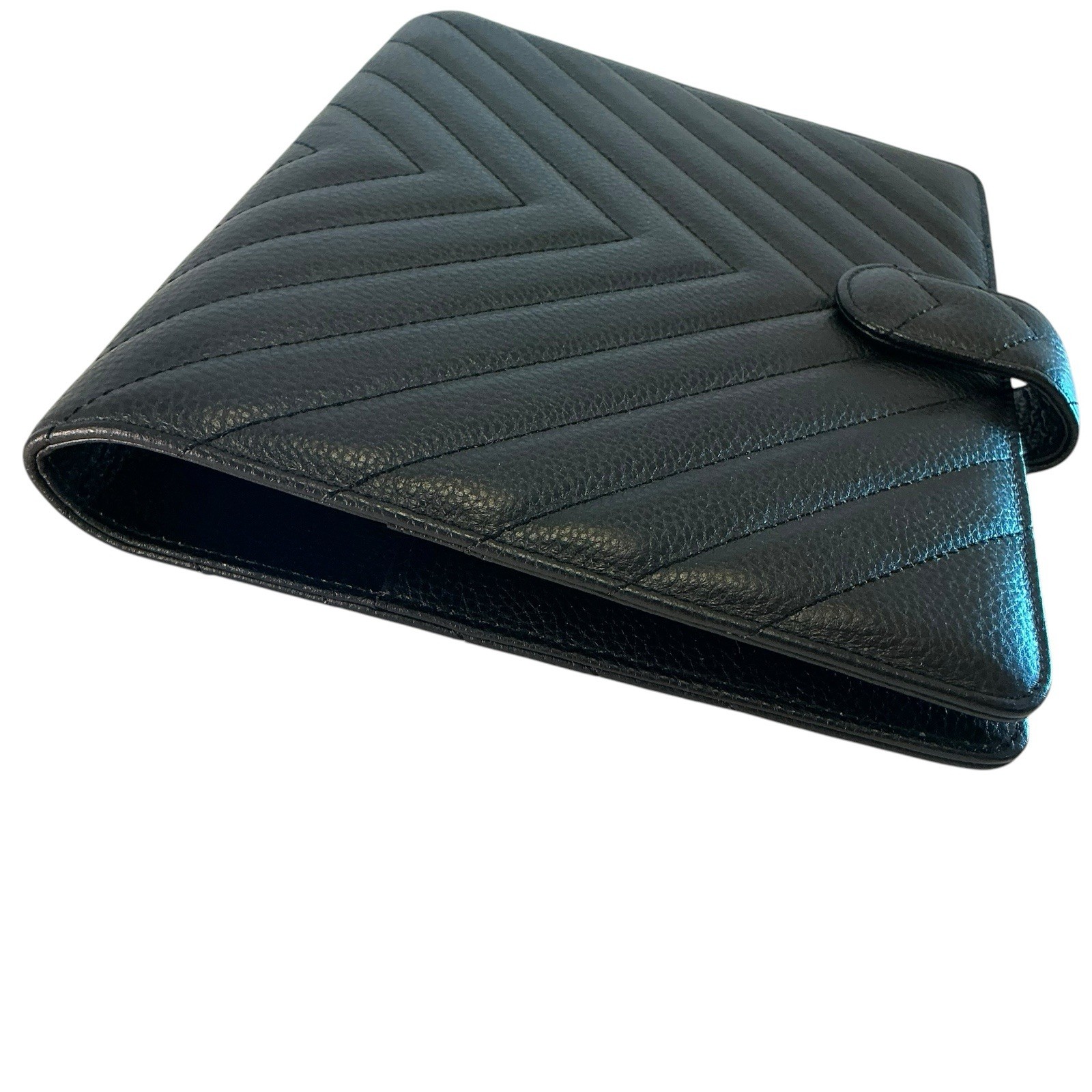 CLOTH & PAPER Leather Agenda Cover, A5 Large Black Quilted Leather Planner,