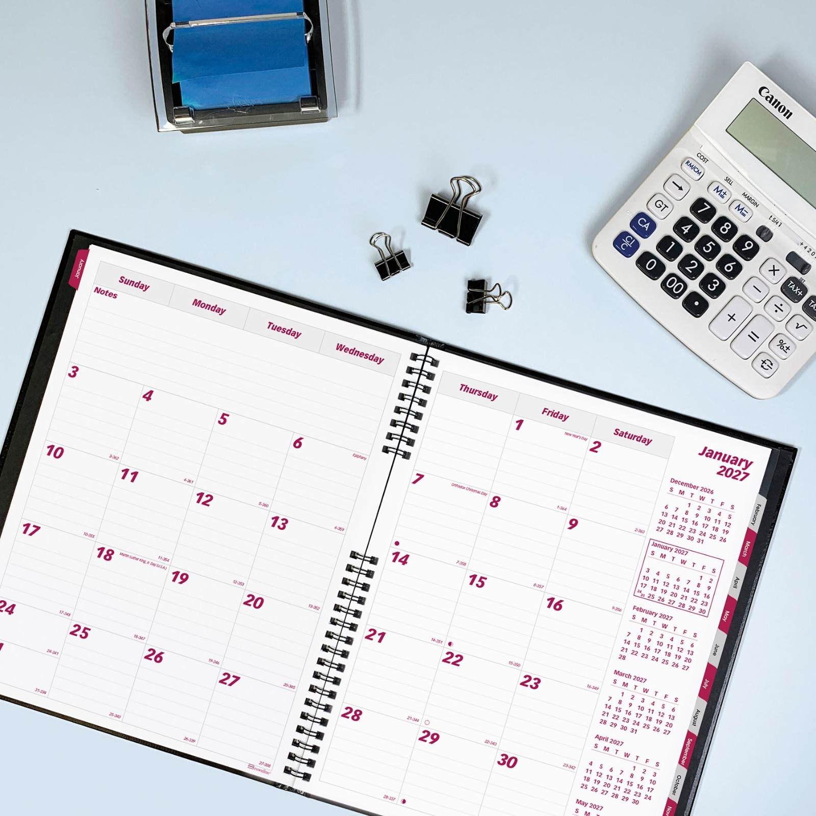 Brownline 2027 CB1262C.BLK Monthly Planner, CoilPRO, Hard Cover, 8-1/2 x 11″