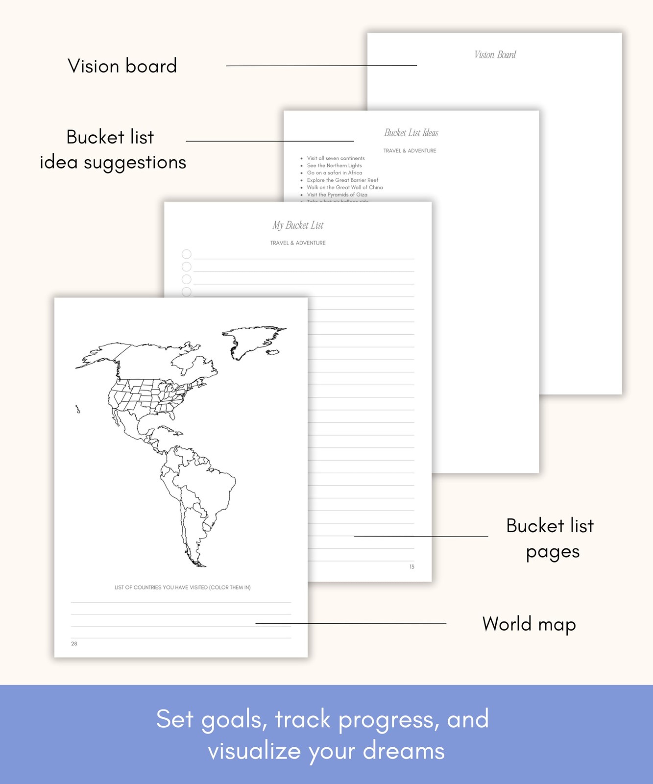 Lamare Bucket List Journal with Guided Prompts – 200+ Ideas to Dream, Blue