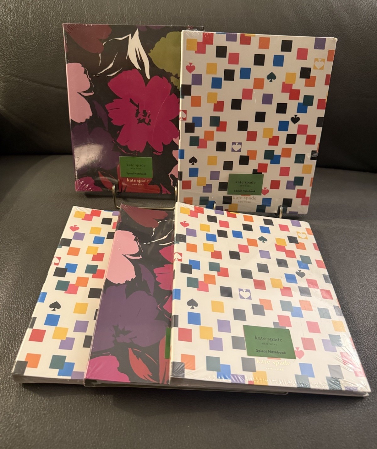 4-NWT Kate Spade New York Semi Concealed Spiral Notebooks 2 Patterns Lined Pages