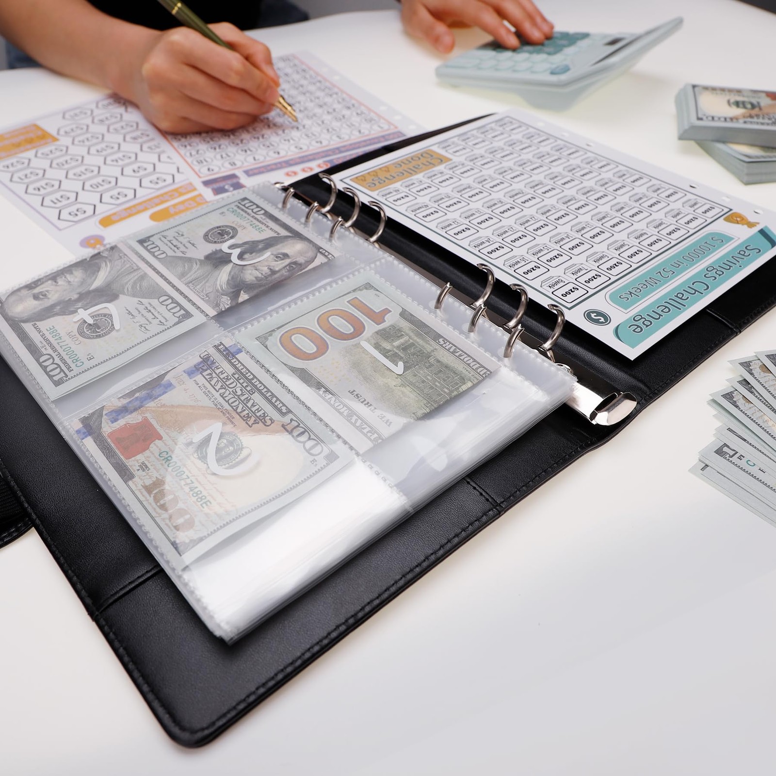 100 Envelopes Money Saving Challenge Binder with Lock, A5 Savings Binder Chal…