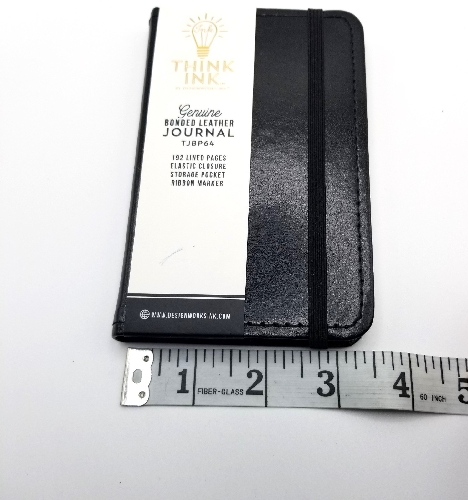 Think Ink Bonded Leather Journal Black Mini 192 Lined Pages Elastic Closure